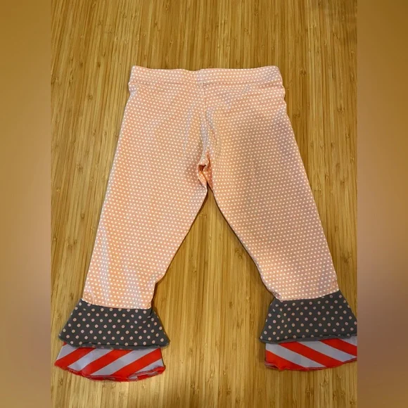 Matilda Jane Scrappy Leggings Girls Sz 6 Pants Ruffled Hem Boutique Polka Dot - Picture 2 of 6
